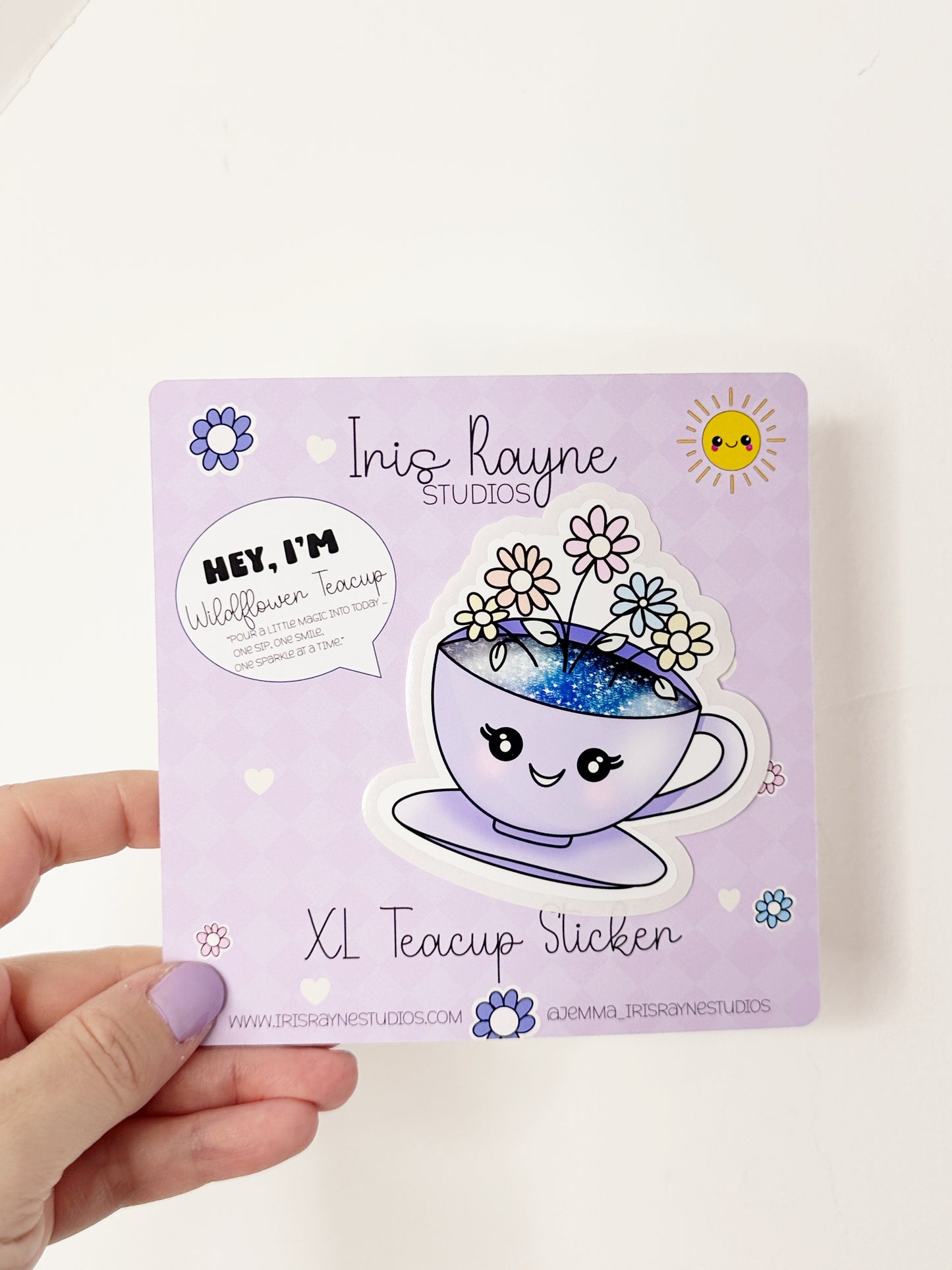 Wildflower Teacup XL Die Cut Sticker