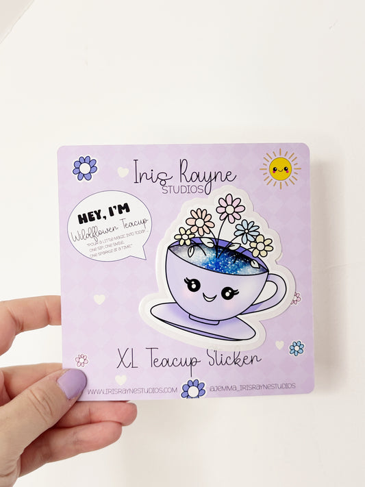 Wildflower Teacup XL Die Cut Sticker