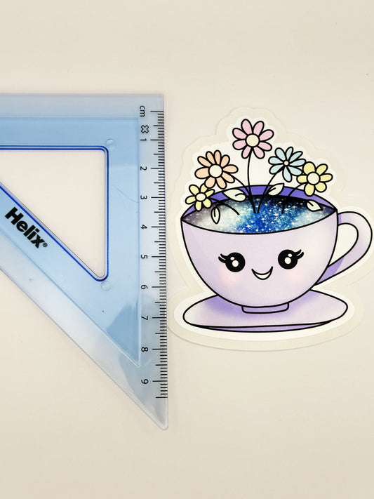 Wildflower Teacup XL Die Cut Sticker
