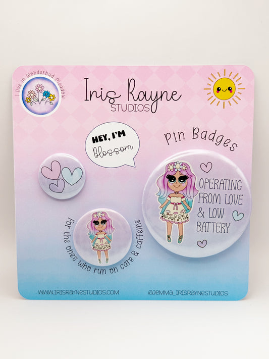 Blossom Pin Badge Set – 3 Piece Collection