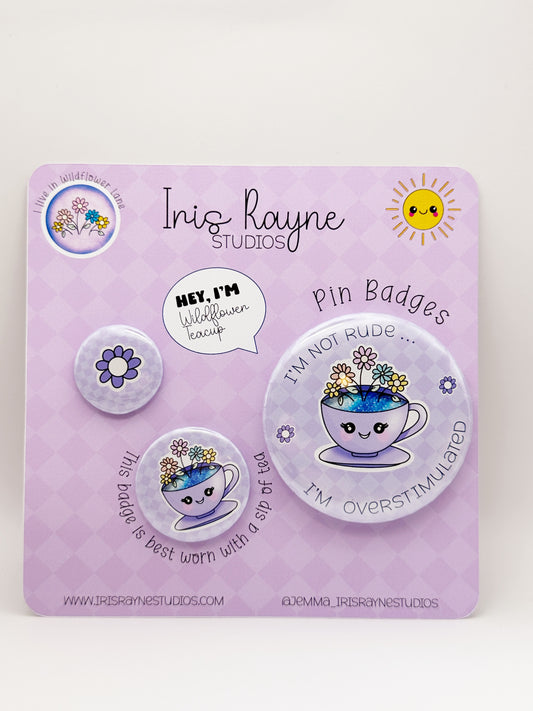 Wildflower Teacup Badge Set - 3 Piece Collection