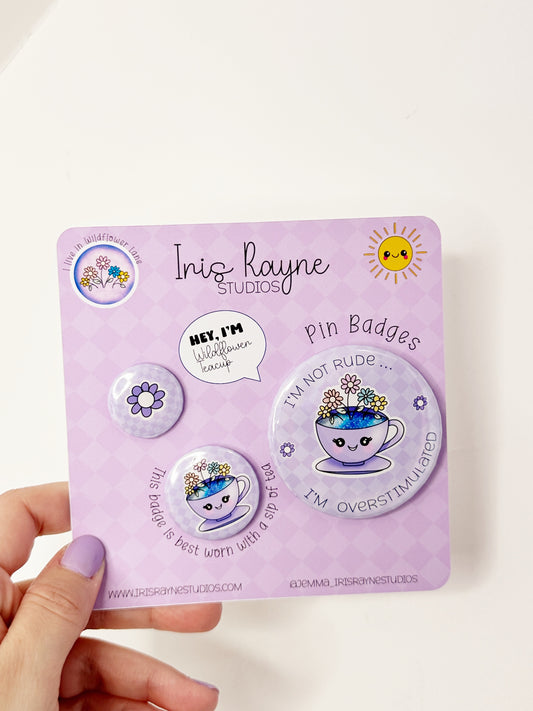 Wildflower Teacup Badge Set - 3 Piece Collection